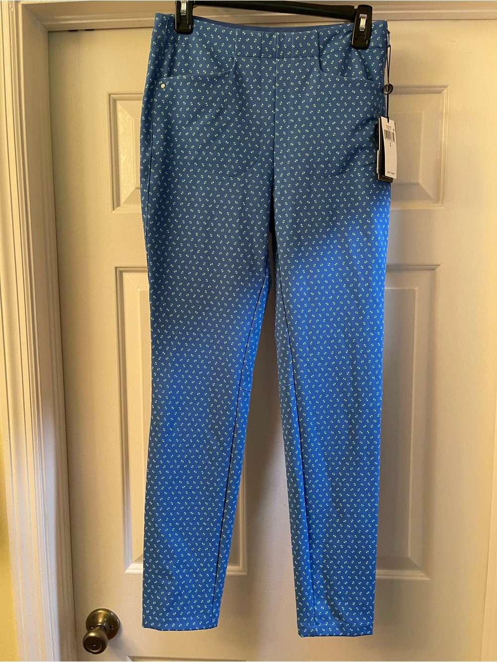 Ralph Lauren RLX Women's Golf Pants in Light Blue and White